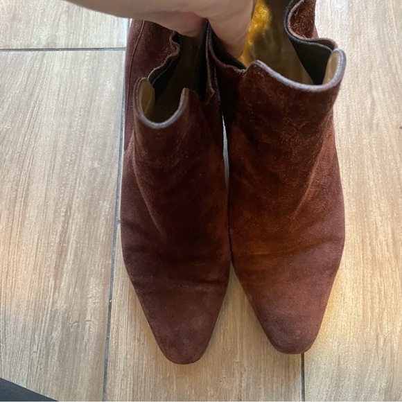 Salvatore Ferragamo Brown Suede Ankle Booties - Picture 3 of 6